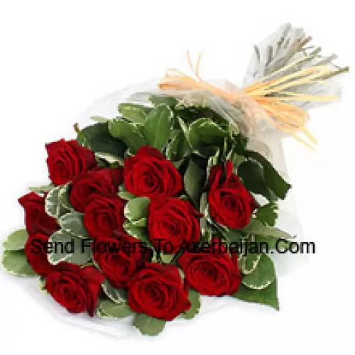 A Beautiful Bunch Of 11 Red Roses With Seasonal Fillers
