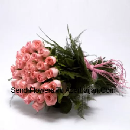 A Beautiful Bunch Of 51 Pink Roses With Seasonal Fillers
