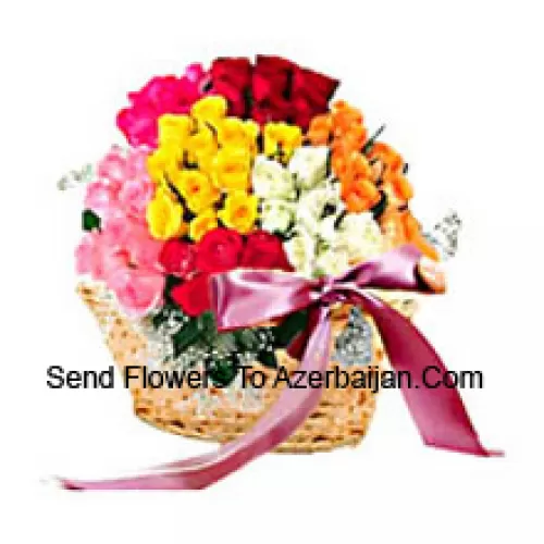 Basket Of 101 Mixed Colored Roses