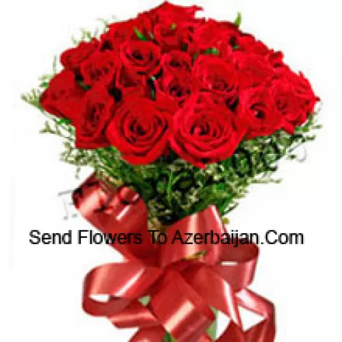 Bunch Of 25 Red Roses With Seasonal Fillers