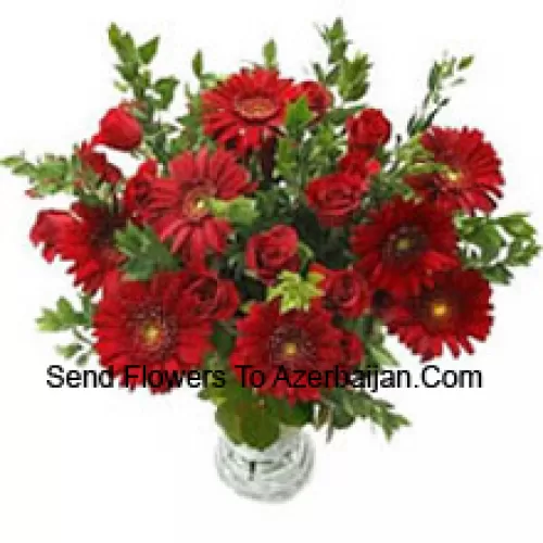 Gerberas, Roses And Fillers In A Vase